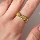 Кольцо с надписью «Медь» улыбка, цвет чернёное золото, безразмерное - Фото 2