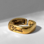 Кольцо с надписью «Медь» улыбка, цвет чернёное золото, безразмерное - Фото 1