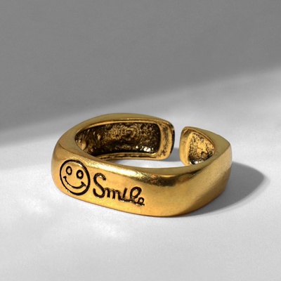 Кольцо с надписью «Медь» улыбка, цвет чернёное золото, безразмерное