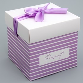 Коробка подарочная складная, упаковка, «Present», 15 х 15 х 15 см (комплект 2 шт)
