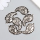 Декор для творчества металл "Бута с цветком" серебро 3,5х1,8 см - Фото 3