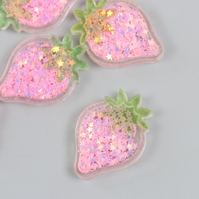 Шейкер для творчества акрил «Клубничка», с глиттером, 0.5×3×4.2 см