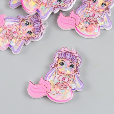 Шейкер для творчества акрил «Русалочка», с глиттером, 0.6×4.8×5.2 см