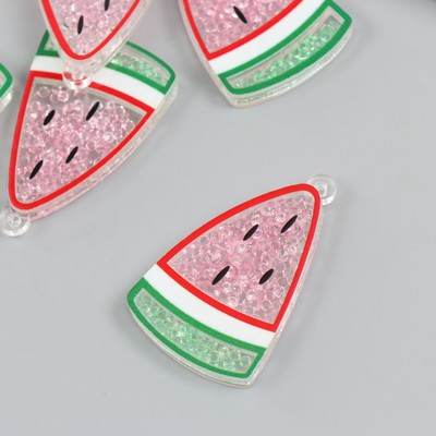 Шейкер для творчества акрил «Кусочек арбуза», с бисером 0.5×3.6×5.1 см