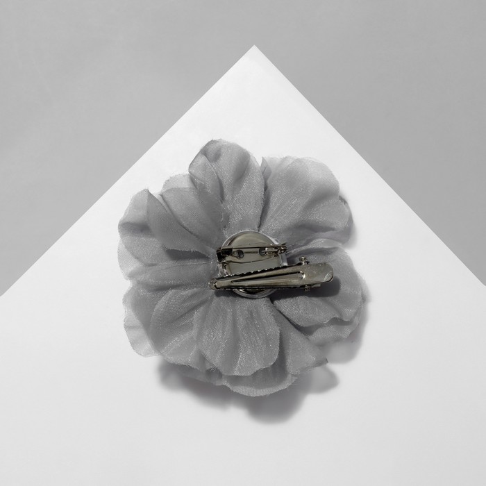 Брошь-заколка текстильная «Цветок» гвоздика, цвет серый - фото 1910871112