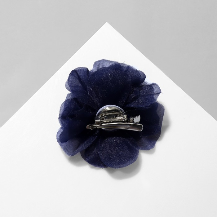 Брошь-заколка текстильная «Цветок» гвоздика, цвет синий - фото 1910871118