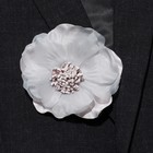 Брошь-заколка текстильная «Цветок» анютины глазки, цвет серый - Фото 2