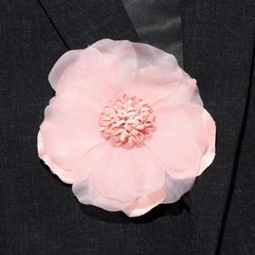 Брошь текстильная "Цветок" анютины глазки, цвет персиковый