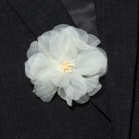Брошь-заколка текстильная "Цветок" азалия , цвет бежевый