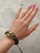 Браслет кожа «Стиль» сова, коричневый в чернёном золоте, d=6 см - Фото 4