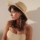 Шляпа женская летняя с бусами MINAKU, бежевая, размер 56-58 - Фото 2