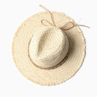 Шляпа женская летняя с бусами MINAKU, бежевая, размер 56-58 - Фото 5