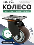 Колесо для транспортных тележек поворотное ТУНДРА, d=100 мм, на площадке, покрытие TPR= - фото 53722152