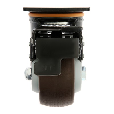 Колесо для транспортных тележек поворотное ТУНДРА, d=100 мм, на площадке, со стопором, покрытие