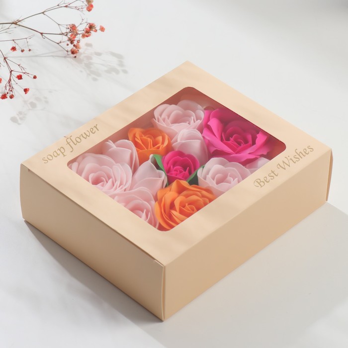 Мыльные лепестки "Разноцветные розы" набор 15 шт 5х16х13,6 см - Фото 1