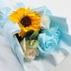Букет из мыльных лепестков "Подсолнух, розы и эвкалипт" 11х8х25 см - фото 23288484