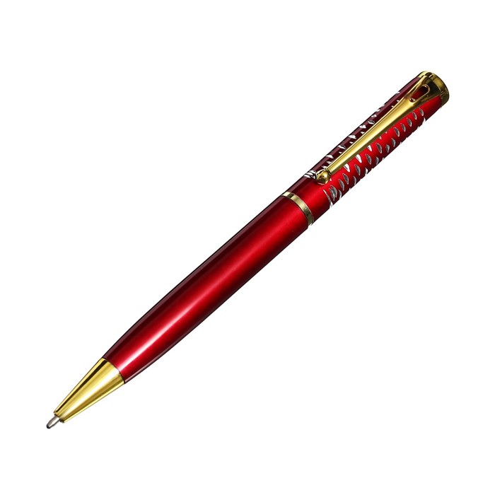 Ручка подарочная шариковая в пластик футляре поворотная Фрэнсис корпус бордово-золотистый