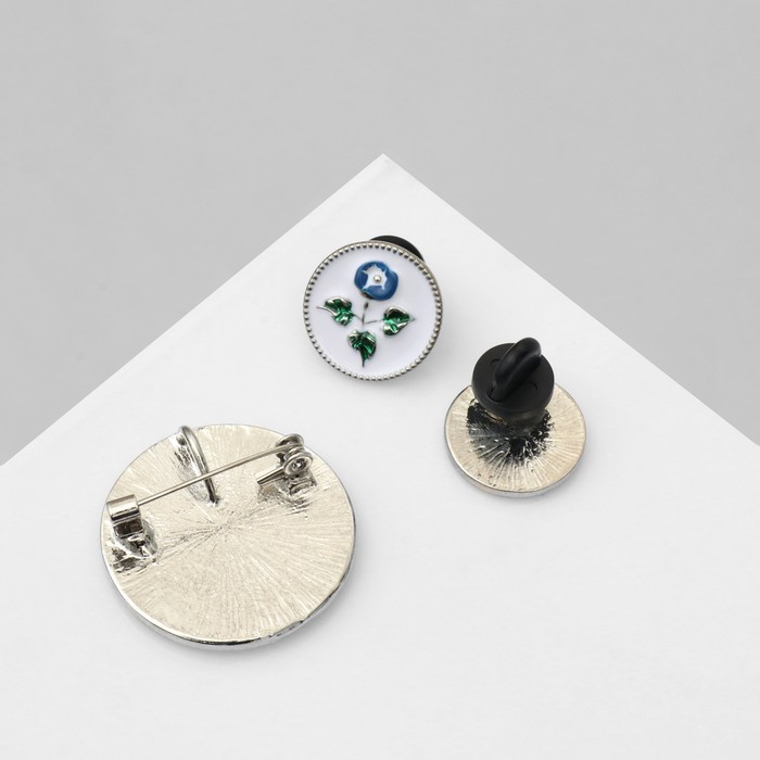Набор 2 предмета: серьги, брошь-кулон «Винтаж», цветной в серебре - фото 1885859362