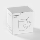 Кружка керамическая с крышкой и ложкой «Кошечка», 350 мл, цвет белый - Фото 8