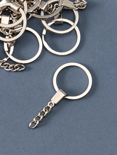 Основа для брелока кольцо с плоским креплением, металл под серебро, 3×6 см