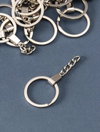 Основа для брелока кольцо металл с плоским креплением серебро 3х6 см (комплект 12 шт) - фото 24610687