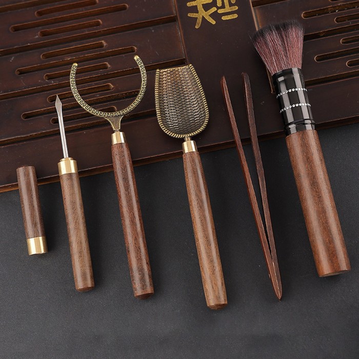 Набор инструментов для чайной церемонии: кисть, ухват, щипцы, нож, мерная лопатка - Фото 1