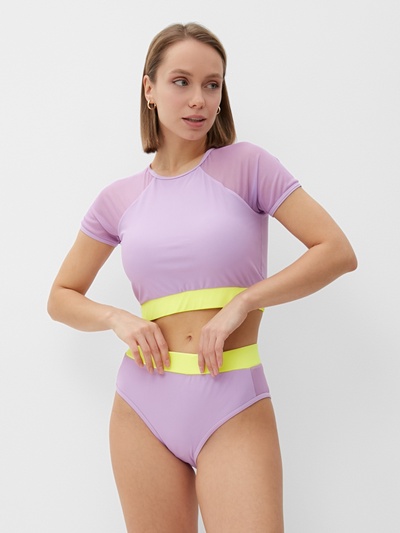 Купальник раздельный с закрытыми плечами женский MINAKU, сиреневый, размер 46