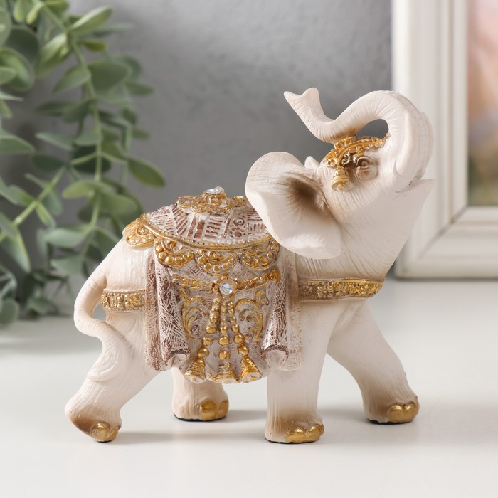 Сувенир полистоун "Белый слон в попоне с золотом" МИКС 12х6х12 см