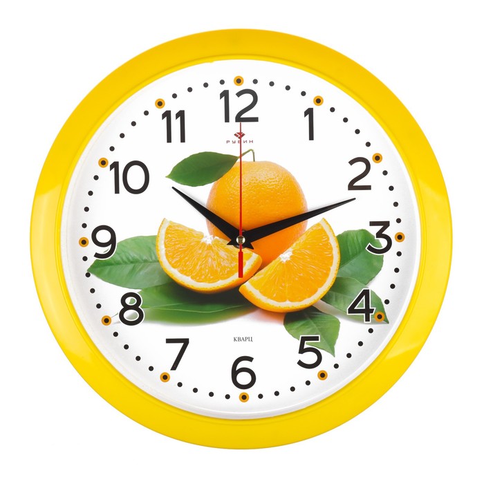 Часы настенные, серия: Кухня, "Апельсин", d-29 см, корпус желтый