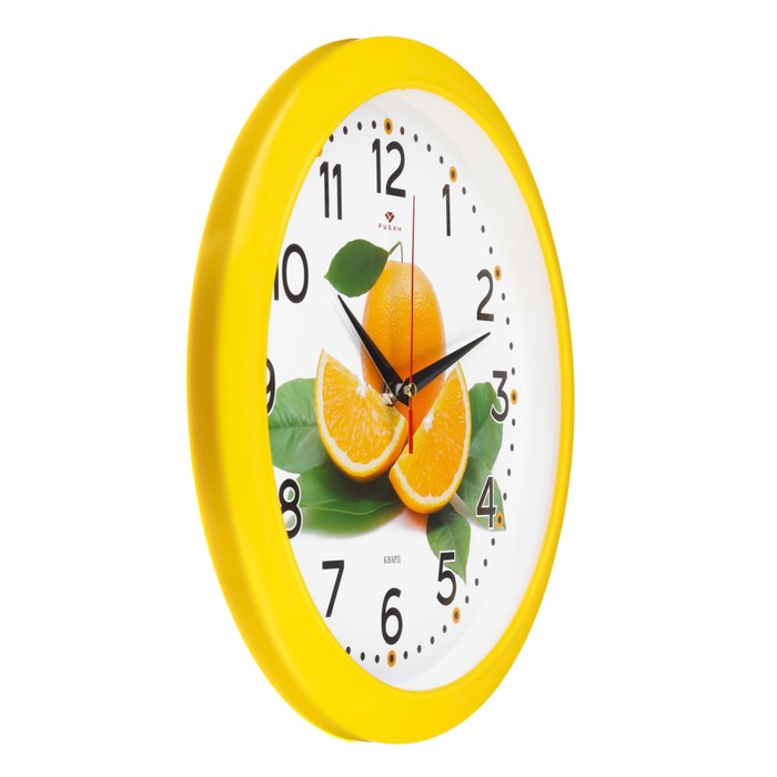 Часы настенные, серия: Кухня, "Апельсин", d-29 см, корпус желтый