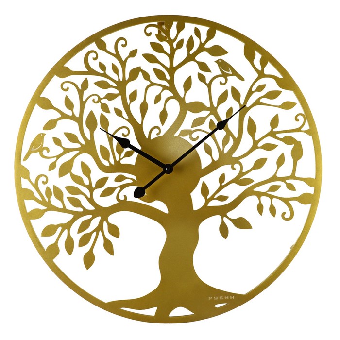 Часы настенные из металла "Дерево жизни" , d-50 см, золото - Фото 1