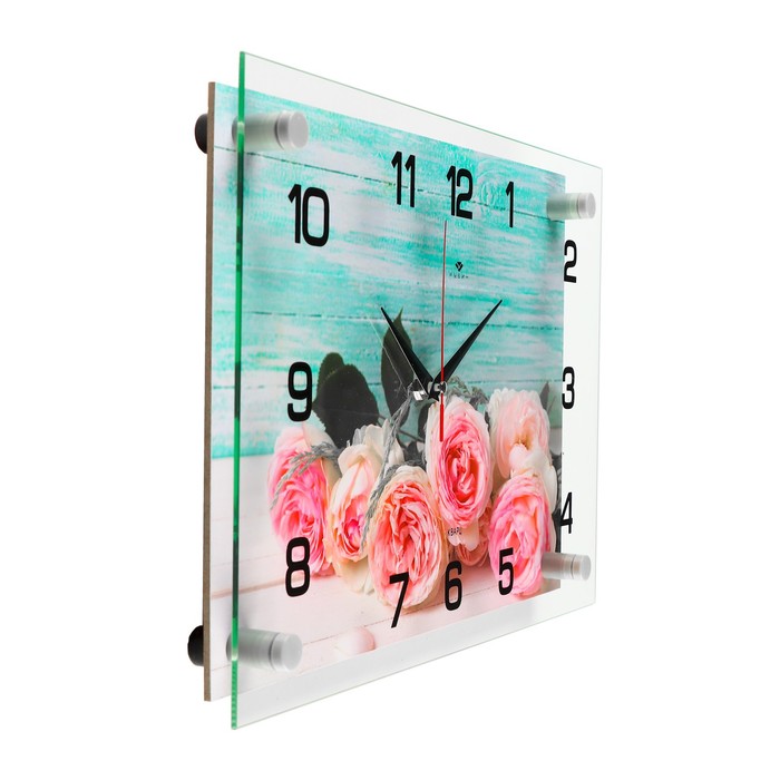 Часы настенные, серия: Цветы, "Букет роз", 25 х 35 см