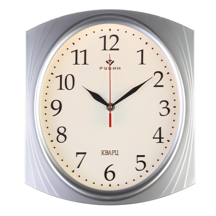 Часы настенные прямоугольные  "Классика" 27.5х31.5 см, корпус серебро