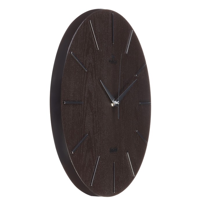 Часы настенные "Классика", d-30 см, корпус коричневый с серебром