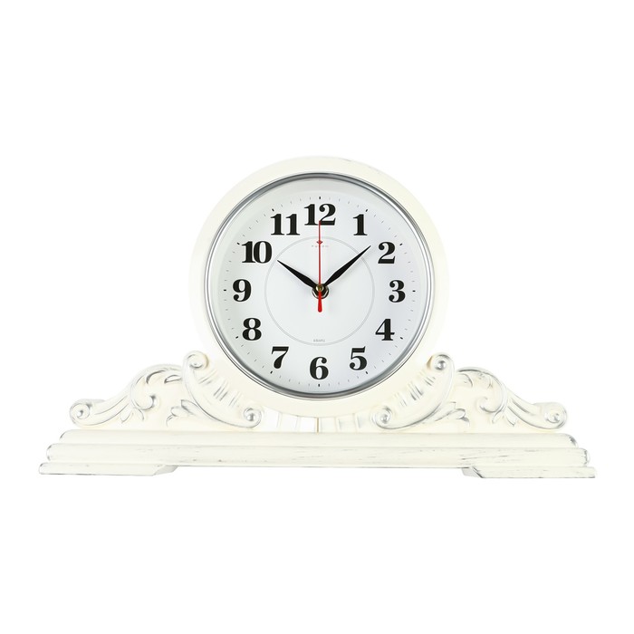 Часы настольные "Классика" 43х25 см, корпус белый с серебром
