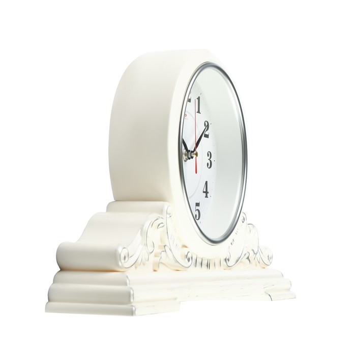 Часы настольные "Классика" 43х25 см, корпус белый с серебром