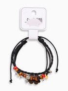 Браслет кожа "Цветок со звездочкой" хиппи, цвет коричнево-черный - фото 809294034