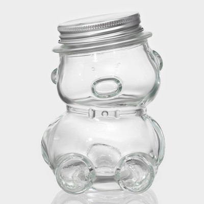 УЦЕНКА Баночка стеклянная для мёда и варенья «Медвежонок», 170 мл, 7×10 см
