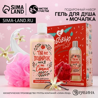 Подарочный набор новогодний «Ты не подарок, но и я не Санта», гель для душа 250 мл, мочалка, Чистое счастье
