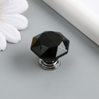 Ручка для шкатулки металл "Кристалл чёрный" серебро 2,6х2,6х2,4 см - фото 24482104