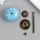 Ручка для шкатулки керамика, металл "Белый узор на голубом" 4,1х4,1х6 см - фото 7878220