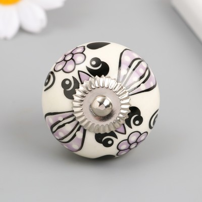 Ручка для шкатулки керамика, металл «Сиреневые цветы», 4.1×4.1×6 см