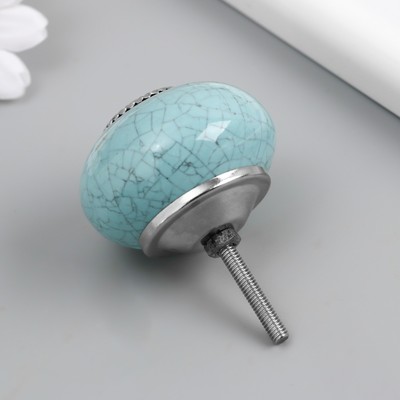 Ручка для шкатулки керамика, металл «Кракелюр на голубом», 4.3×4.3×6 см