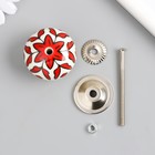 Ручка для шкатулки керамика, металл "Красный растительный узор" 4,1х4,1х6 см - фото 7878229