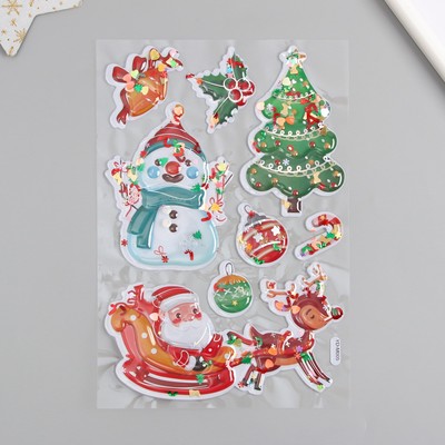 Наклейка пластик интерьерная объёмная "Скоро Новый Год" с глиттером внутри 31х18 см