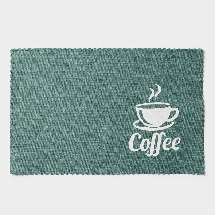 Салфетки сервировочные на стол Доляна Coffee, 4 шт., 44×29 см, бирюзовые - Фото 1