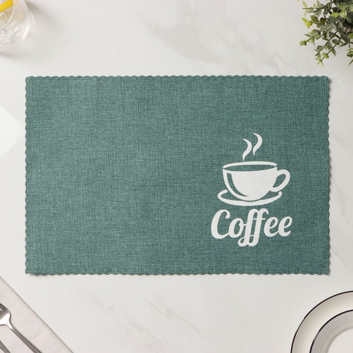 Набор салфеток сервировочных Доляна Coffee, 4 шт, 44×29 см, цвет бирюзовый