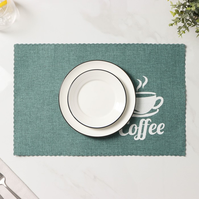Набор салфеток сервировочных Доляна Coffee, 4 шт, 44×29 см, цвет бирюзовый