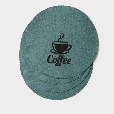 Салфетки сервировочные на стол Доляна Coffee, 4 шт., d=37 см, бирюзовые
