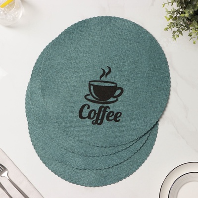 Салфетки сервировочные на стол Доляна Coffee, 4 шт., d=37 см, бирюзовые